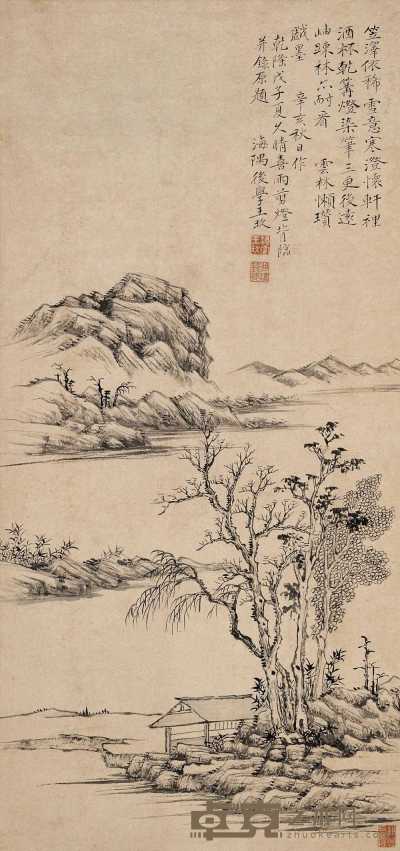 王玖 1768年作 远岫疏林 立轴 74×35cm